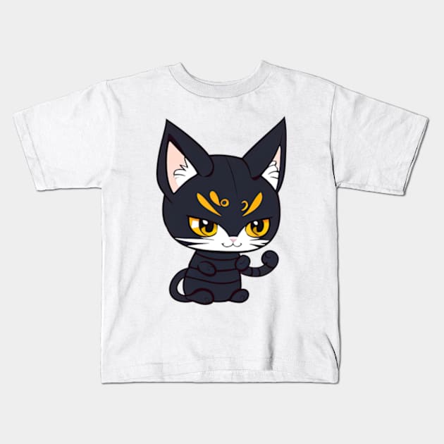 Ninja Cat Kids T-Shirt by IDesign23